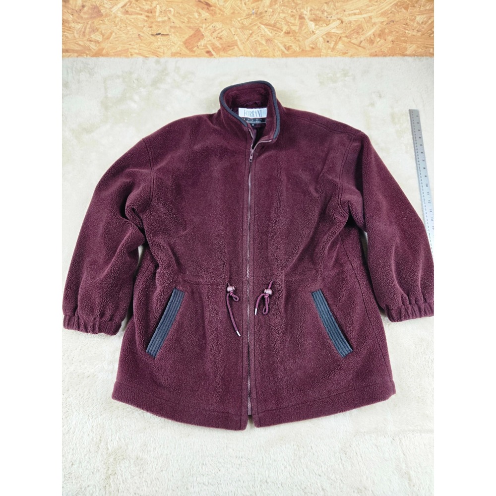 Vintage FORRANI SPORT Burgundy Fleece‎ Lined Zip Up Jacket Women's Size S
